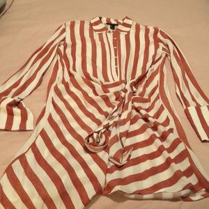 Striped shirt dress with tie. Never worn.